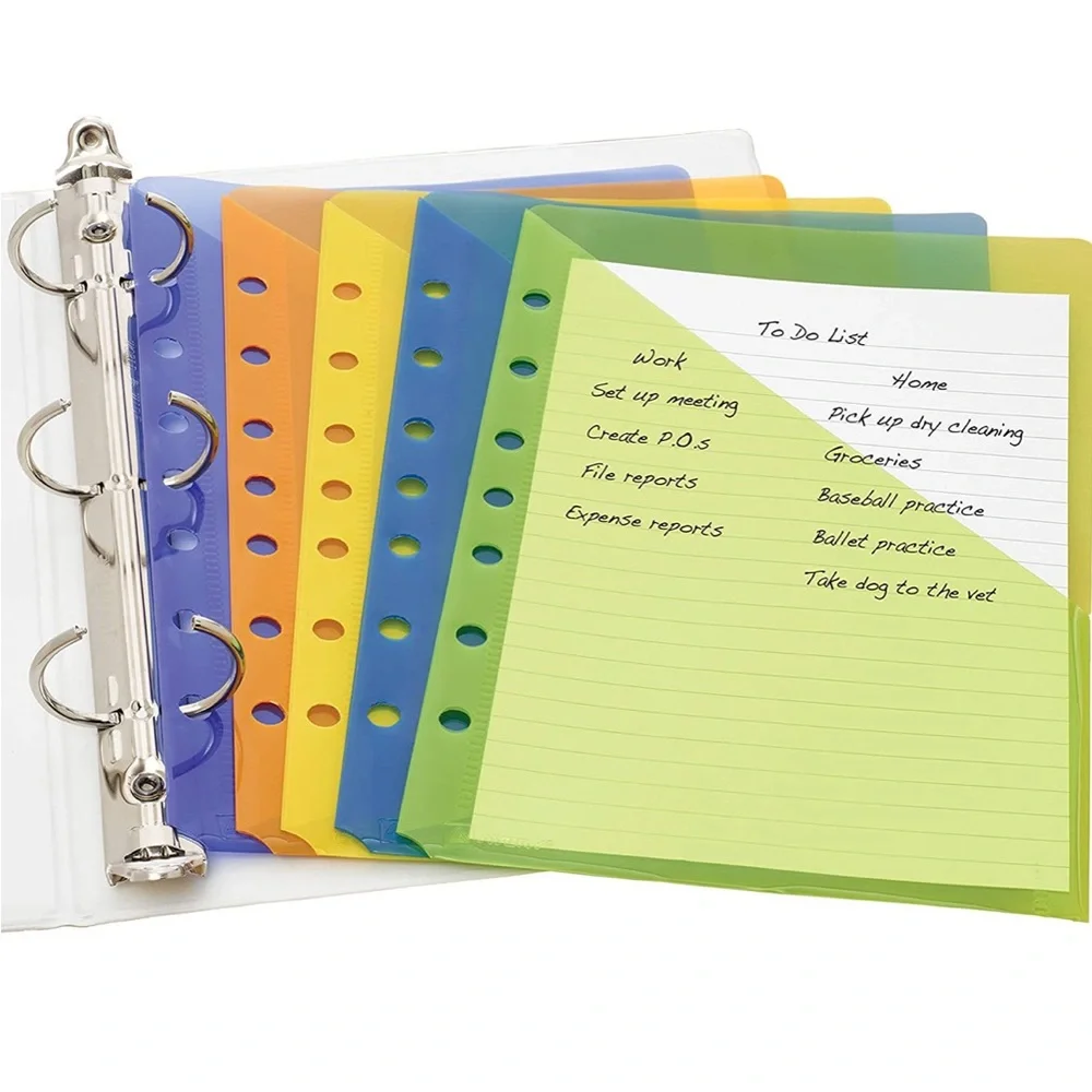 NWT Avery Mini Plastic Binder Pockets, Assorted Colors, 5 pack slash jackets
